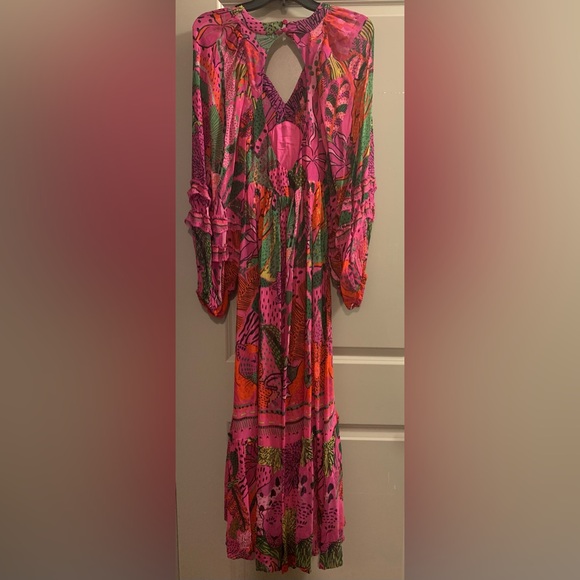 Farm Rio x Anthropologie Cool Leopard Long Sleeve Maxi Dress size XXS NWT - Picture 11 of 16